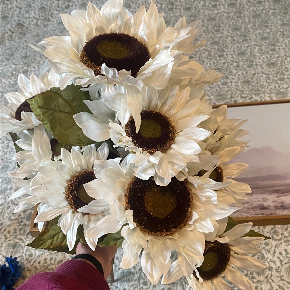 Artificial Cream Sunflower Bouquet set of 3